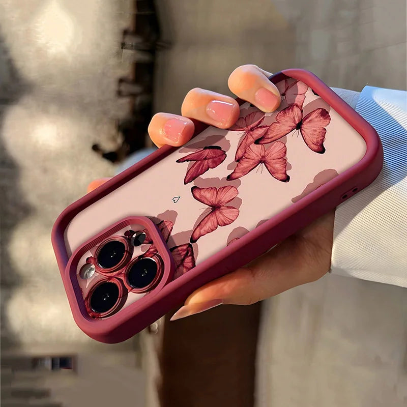 Aesthetic Sweet & Spicy Butterfly Pattern Shockproof Soft Phone Case For iPhone 17 16 15 14 13 12 11 Pro Max XS X 7 8 Plus Cover